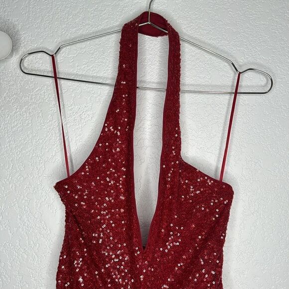 NWT Susana Monaco Sequin V-Neck Halter Dress in Berries Small - Picture 4 of 14